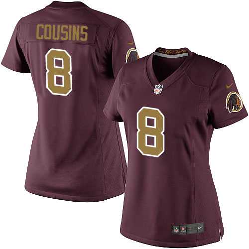 Women's Nike Washington Redskins #8 Kirk Cousins Burgundy Red Alternate Stitched NFL Elite Jersey