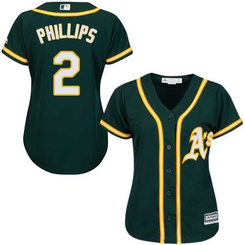 Women's Oakland Athletics #2 Tony Phillips Green Alternate Stitched MLB Jersey