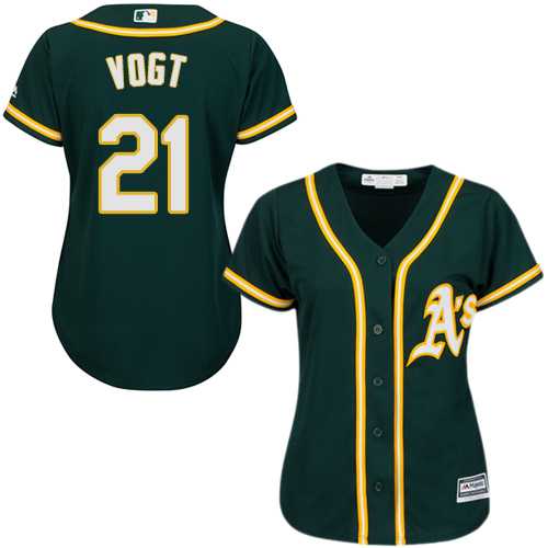 Women's Oakland Athletics #21 Stephen Vogt Green Alternate Stitched MLB Jersey
