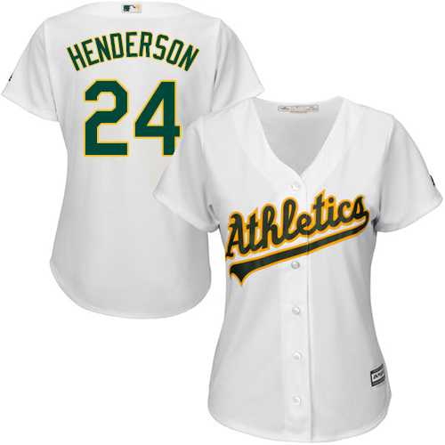 Women's Oakland Athletics #24 Rickey Henderson White Home Stitched MLB Jersey