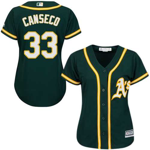 Women's Oakland Athletics #33 Jose Canseco Green Alternate Stitched MLB Jersey