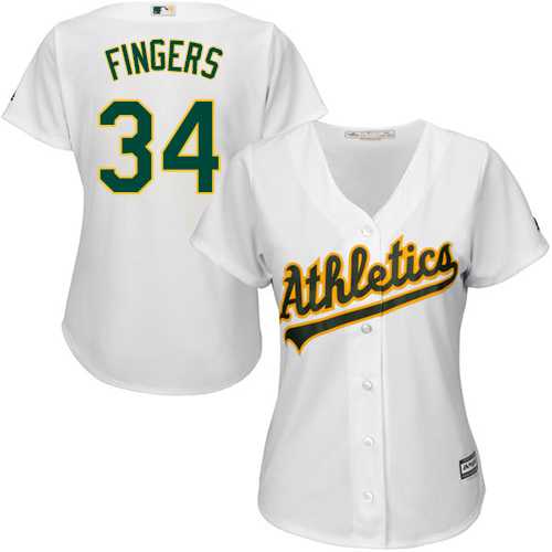Women's Oakland Athletics #34 Rollie Fingers White Home Stitched MLB Jersey