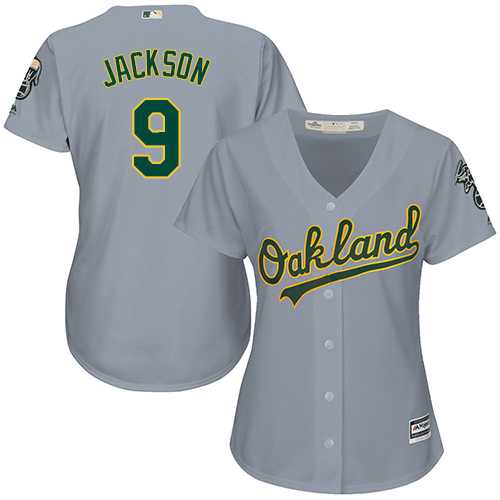Women's Oakland Athletics #9 Reggie Jackson Grey Road Stitched MLB Jersey Women's Oakland Athletics #9 Reggie Jackson Grey Road Stitched MLB Jersey