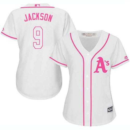 Women's Oakland Athletics #9 Reggie Jackson White Pink FashionStitched MLB Jersey