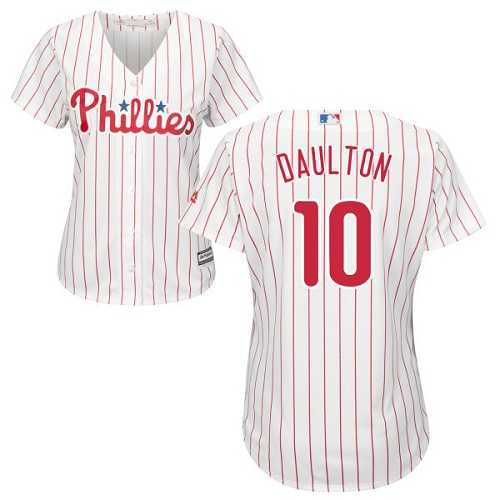 Women's Philadelphia Phillies #10 Darren Daulton White(Red Strip) Home Stitched MLB Jersey