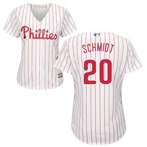 Women's Philadelphia Phillies #20 Mike Schmidt White(Red Strip) Home Stitched MLB Jersey