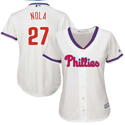 Women's Philadelphia Phillies #27 Aaron Nola Cream Alternate Stitched MLB Jersey