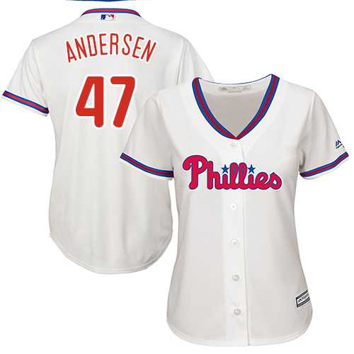 Women's Philadelphia Phillies #47 Larry Andersen Cream Alternate Stitched MLB Jersey