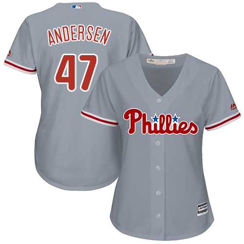 Women's Philadelphia Phillies #47 Larry Andersen Grey Road Stitched MLB Jersey