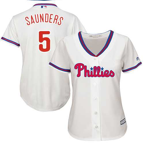 Women's Philadelphia Phillies #5 Michael Saunders Cream Alternate Stitched MLB Jersey