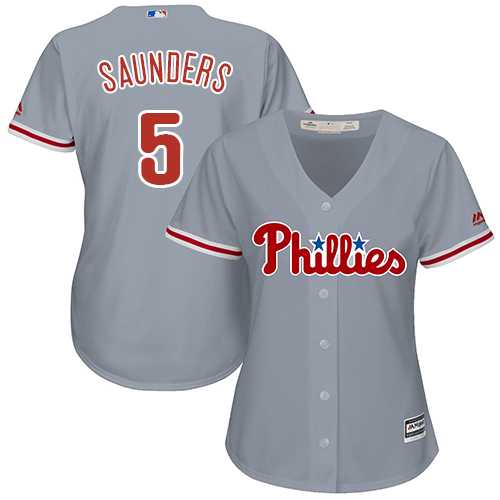 Women's Philadelphia Phillies #5 Michael Saunders Grey Road Stitched MLB Jersey