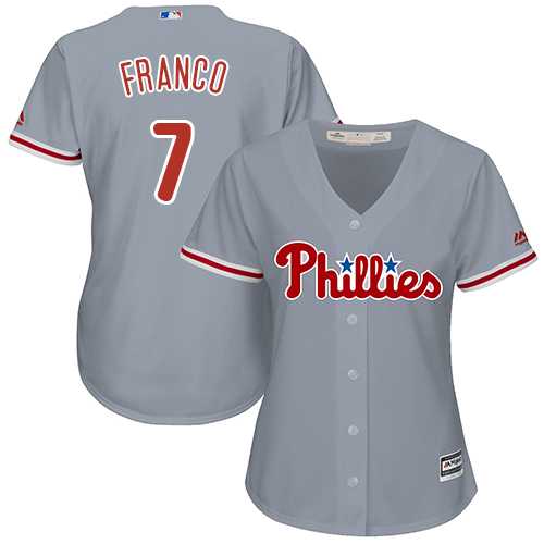 Women's Philadelphia Phillies #7 Maikel Franco Grey Road Stitched MLB Jersey Women's Philadelphia Phillies #7 Maikel Franco Grey Road Stitched MLB Jersey