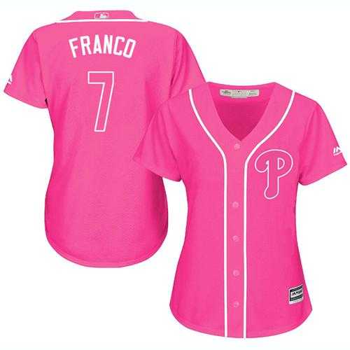 Women's Philadelphia Phillies #7 Maikel Franco Pink Fashion Stitched MLB Jersey