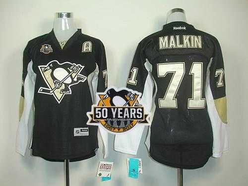 Women's Pittsburgh Penguins #71 Vgeni Malkin Black 50th Anniversary Home Stitched NHL Jersey