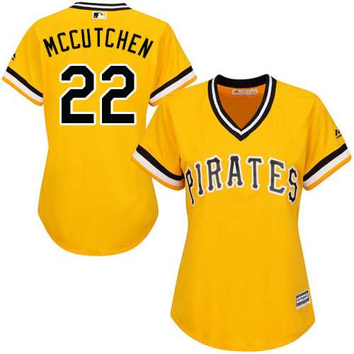 Women's Pittsburgh Pirates #22 Andrew McCutchen Gold Alternate Stitched MLB Jersey