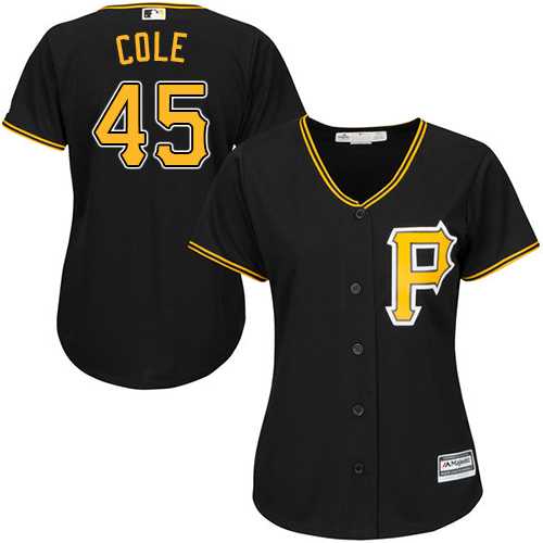 Women's Pittsburgh Pirates #45 Gerrit Cole Black Alternate Stitched MLB Jersey