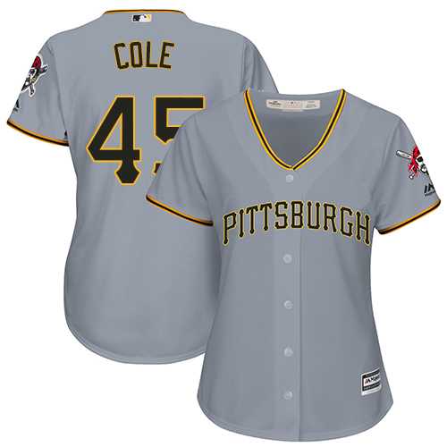 Women's Pittsburgh Pirates #45 Gerrit Cole Grey Road Stitched MLB Jersey