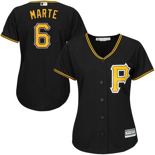 Women's Pittsburgh Pirates #6 Starling Marte Black Alternate Stitched MLB Jersey