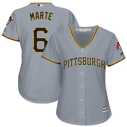 Women's Pittsburgh Pirates #6 Starling Marte Grey Road Stitched MLB Jersey