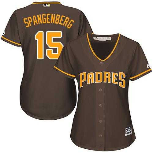 Women's San Diego Padres #15 Cory Spangenberg Brown Alternate Stitched MLB Jersey
