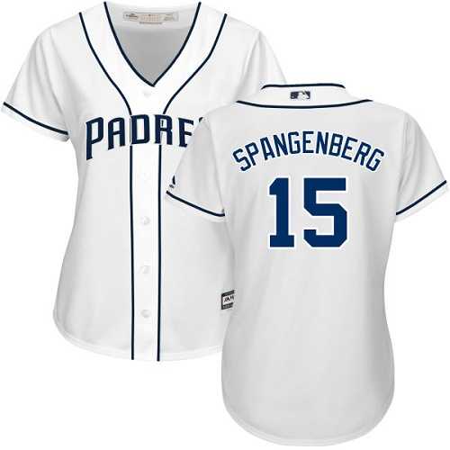 Women's San Diego Padres #15 Cory Spangenberg White Home Stitched MLB Jersey