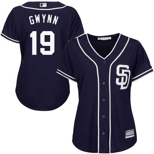 Women's San Diego Padres #19 Tony Gwynn Navy Blue Alternate Stitched MLB Jersey
