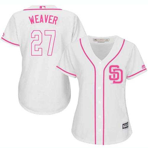 Women's San Diego Padres #27 Jered Weaver White Pink Fashion Stitched MLB Jersey