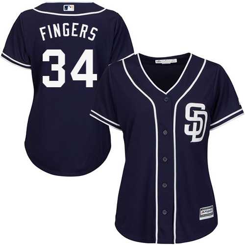Women's San Diego Padres #34 Rollie Fingers Navy Blue Alternate Stitched MLB Jersey