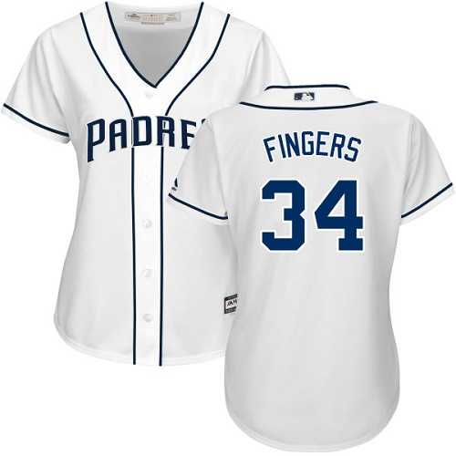 Women's San Diego Padres #34 Rollie Fingers White Home Stitched MLB Jersey