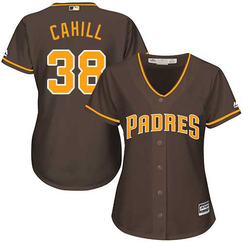 Women's San Diego Padres #38 Trevor Cahill Brown Alternate Stitched MLB Jersey