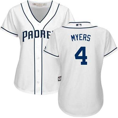 Women's San Diego Padres #4 Wil Myers White Home Stitched MLB Jersey