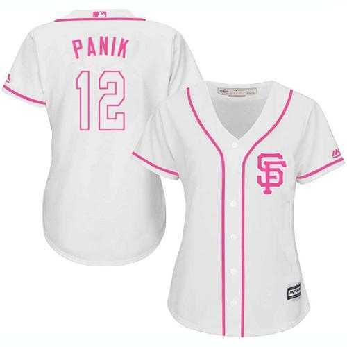 Women's San Francisco Giants #12 Joe Panik White Pink Fashion Stitched MLB Jersey