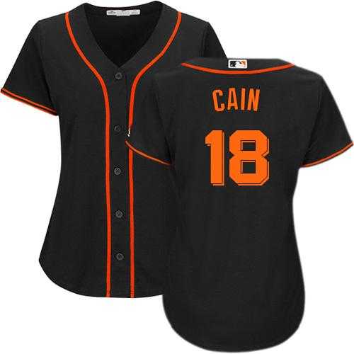 Women's San Francisco Giants #18 Matt Cain Black Alternate Stitched MLB Jersey