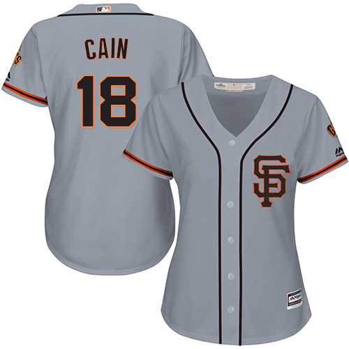 Women's San Francisco Giants #18 Matt Cain Grey Road 2 Stitched MLB Jersey