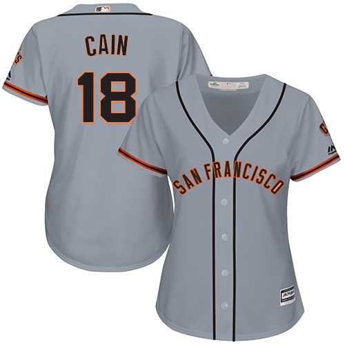Women's San Francisco Giants #18 Matt Cain Grey Road Stitched MLB Jersey