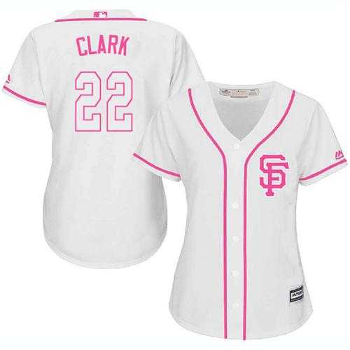 Women's San Francisco Giants #22 Will Clark White Pink FashionStitched MLB Jersey
