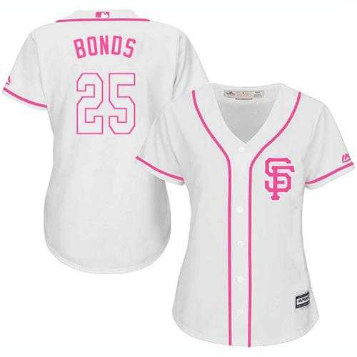 Women's San Francisco Giants #25 Barry Bonds White Pink Fashion Stitched MLB Jersey