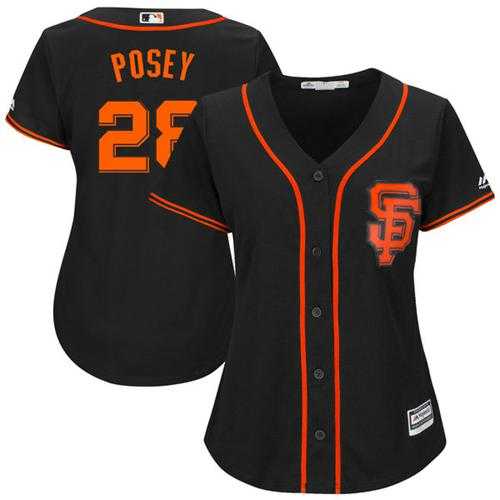 Women's San Francisco Giants #28 Buster Posey Black Alternate Stitched MLB Jersey