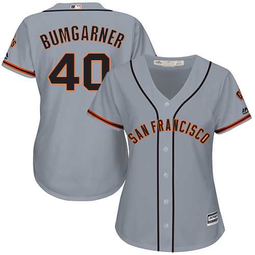 Women's San Francisco Giants #40 Madison Bumgarner Grey Road Stitched MLB Jersey