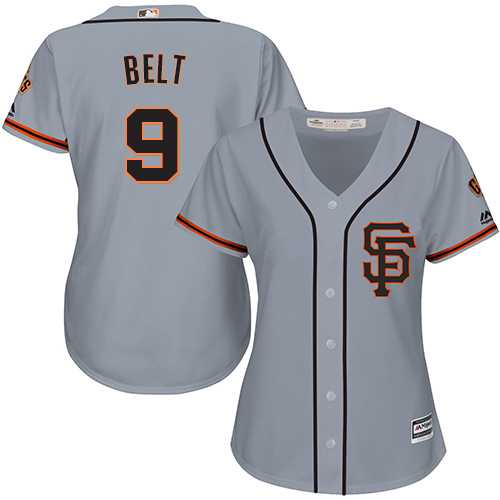 Women's San Francisco Giants #9 Brandon Belt Grey Road 2 Stitched MLB Jersey Women's San Francisco Giants #9 Brandon Belt Grey Road 2 Stitched MLB Jersey