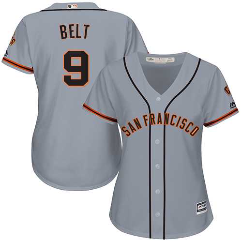 Women's San Francisco Giants #9 Brandon Belt Grey Road Stitched MLB Jersey