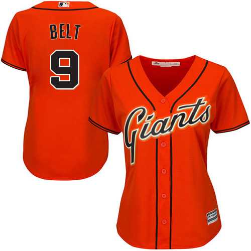 Women's San Francisco Giants #9 Brandon Belt Orange Alternate Stitched MLB Jersey