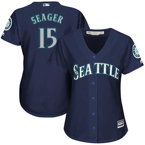 Women's Seattle Mariners #15 Kyle Seager Navy Blue Alternate Stitched MLB Jersey