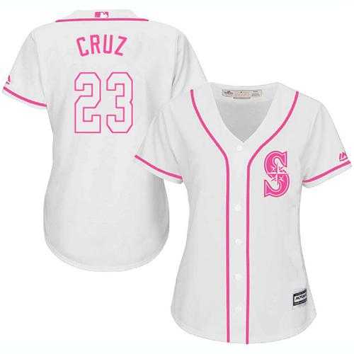 Women's Seattle Mariners #23 Nelson Cruz White Pink Fashion Stitched MLB Jersey