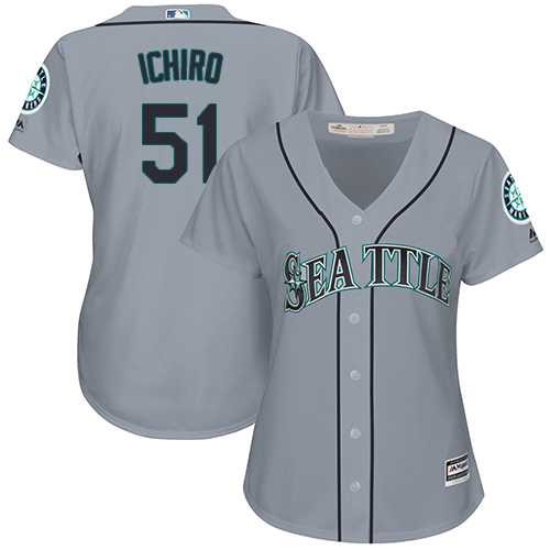 Women's Seattle Mariners #51 Ichiro Suzuki Grey Road Stitched MLB Jersey Women's Seattle Mariners #51 Ichiro Suzuki Grey Road Stitched MLB Jersey