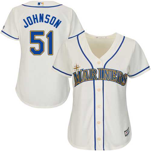 Women's Seattle Mariners #51 Randy Johnson Cream Alternate Stitched MLB Jersey