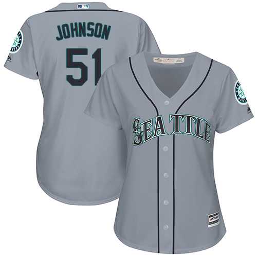 Women's Seattle Mariners #51 Randy Johnson Grey Road Stitched MLB Jersey
