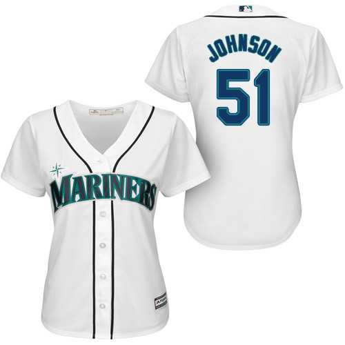 Women's Seattle Mariners #51 Randy Johnson White Home Stitched MLB Jersey Women's Seattle Mariners #51 Randy Johnson White Home Stitched MLB Jersey