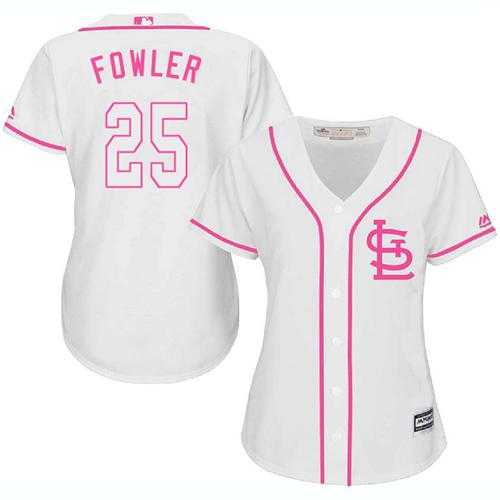 Women's St. Louis Cardinals #25 Dexter Fowler White Pink Fashion Stitched MLB Jersey