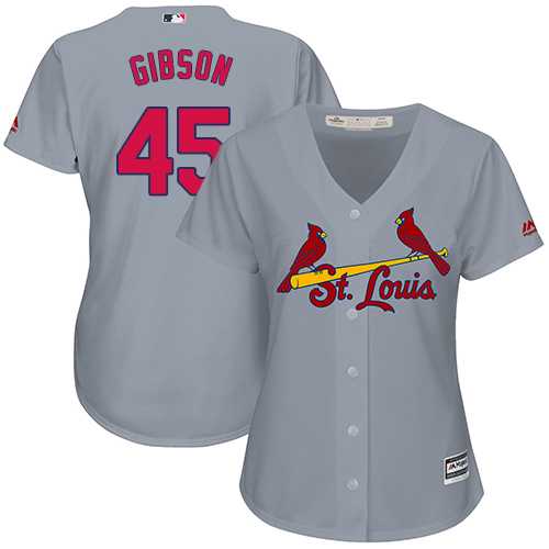 Women's St.Louis Cardinals #45 Bob Gibson Grey Road Stitched MLB Jersey